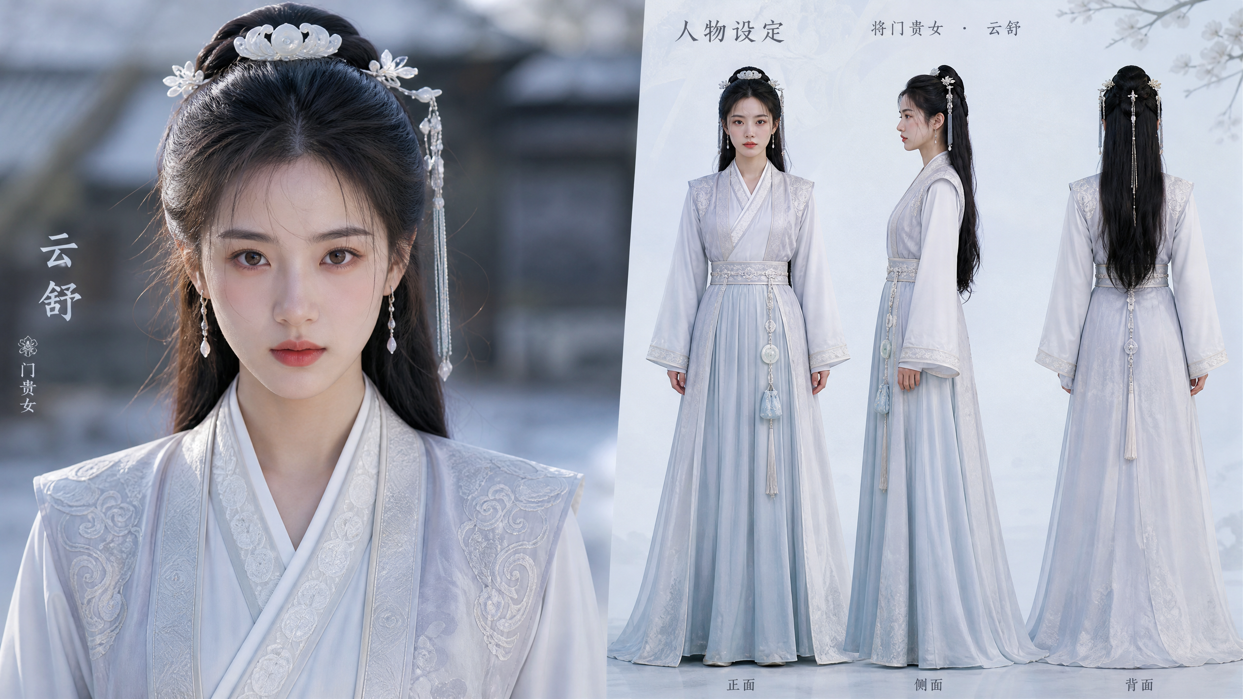 真人质感东方年轻成年女性，古风将门，年轻未婚女子，出身显赫，气质清贵英气，高端女频短…