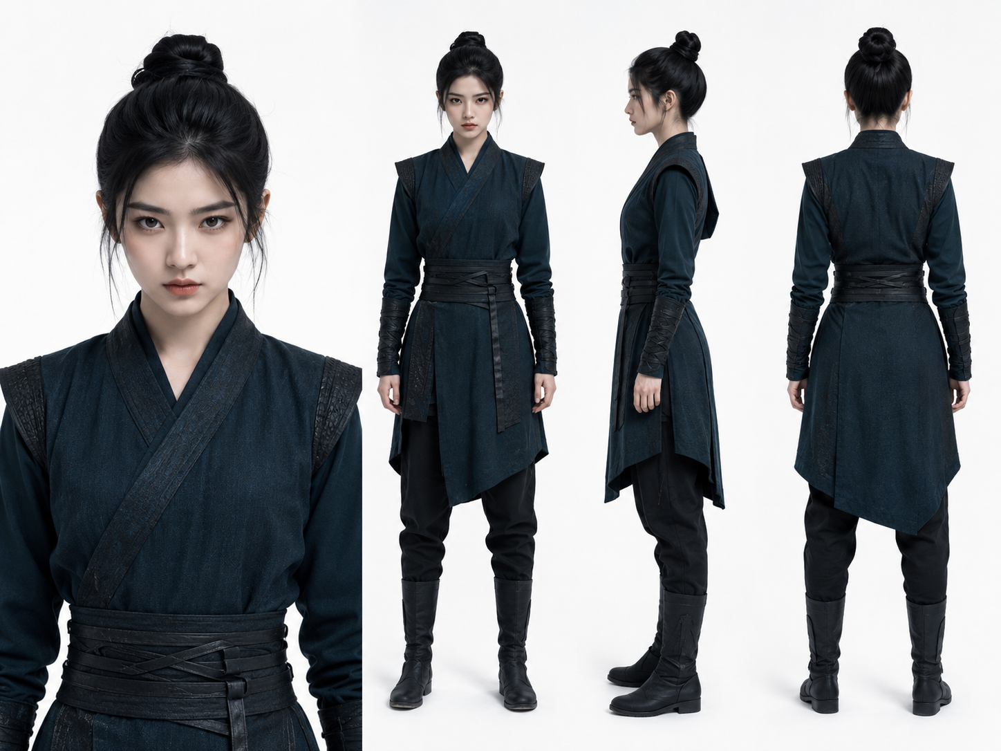 萧家暗卫，女，18岁，身高170cm，修长有力。发型高盘发，黑发。瓜子脸，冷眼黑瞳，…