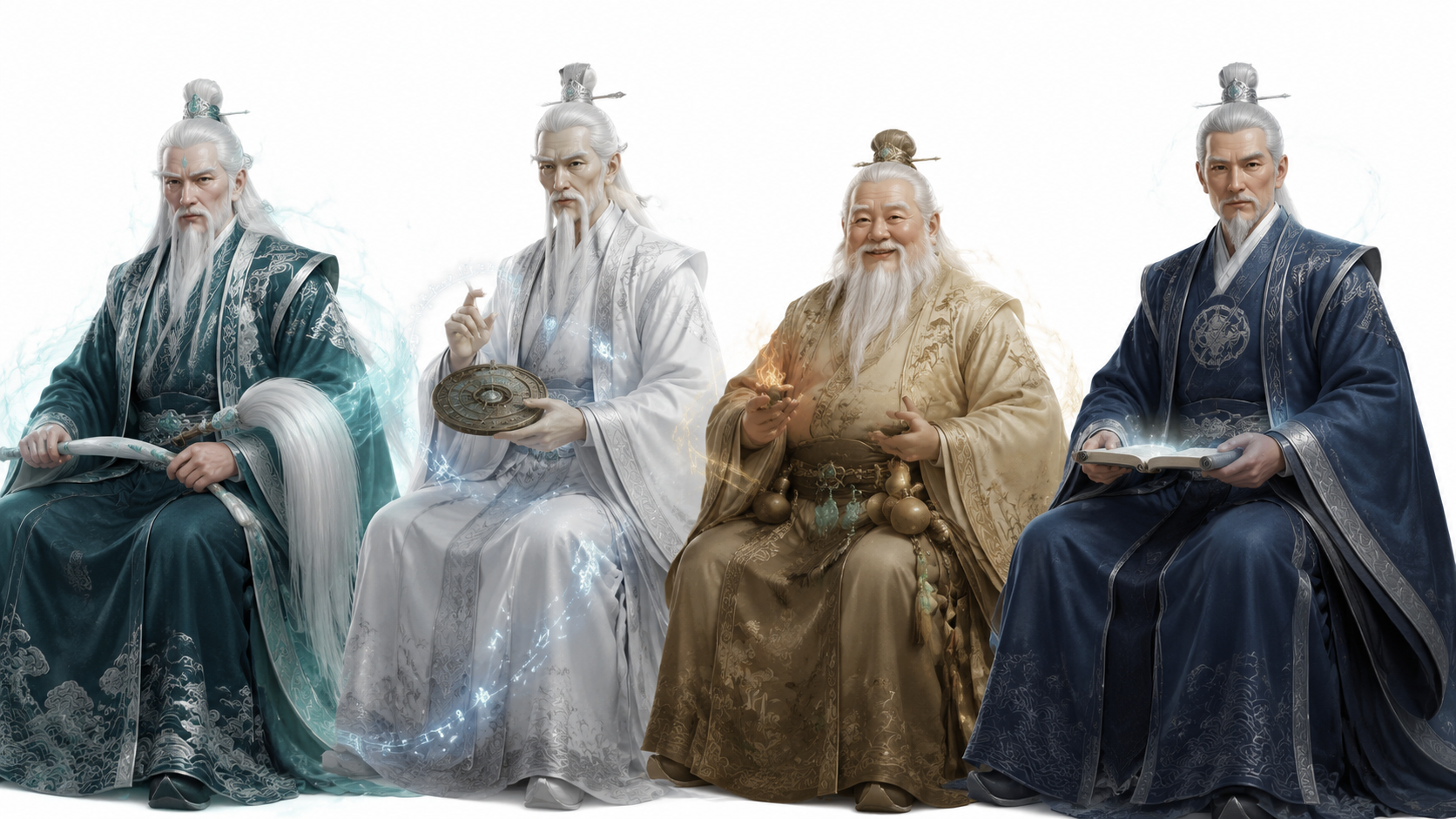 参考图1，根据一下描述生成2，不要出现名字等无关元素，纯白背景：大长老（玄冰正统系）…